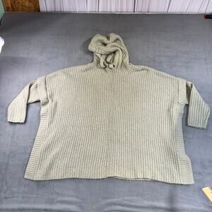BKE Hoodie Knit Sweater Green‎ Chunky Loose Side Slits Long Sleeve Womens Large